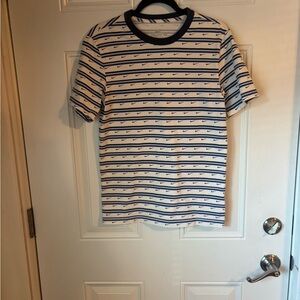 Nike Men's Navy and White Striped Tee